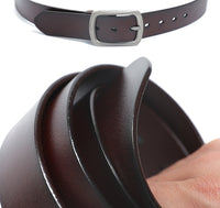 Men's leather belt in black or brown with classic steel buckle