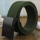 Men's canvas army style belt with black steel buckle