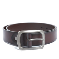 Men's leather belt in black or brown with classic steel buckle